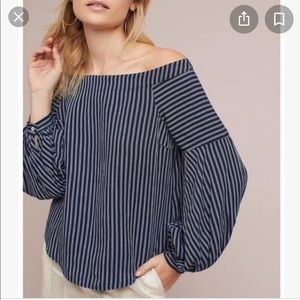 Maeve navy and white stripe blouse
